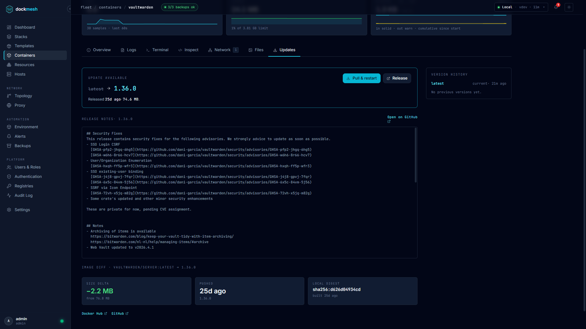 dockmesh — Container Updates