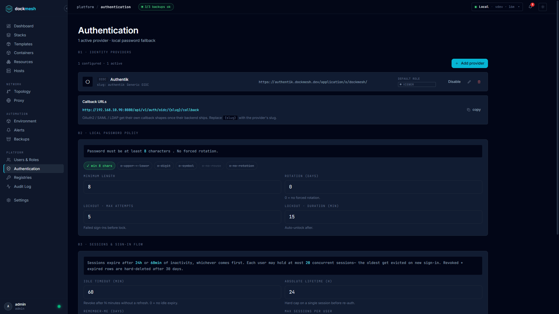 dockmesh — Authentication